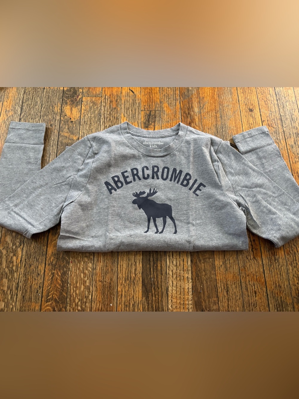 abercrombie kids Gray Tee with Navy Moose Logo